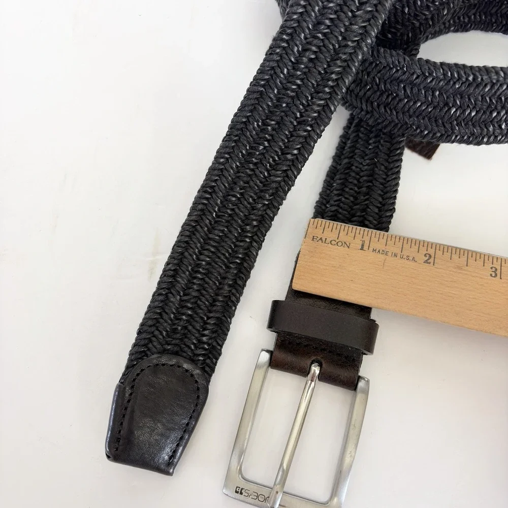 Joe's Jeans Men's Belt Size 42 Black Stretch Elastic Woven Braided Leather Dress
